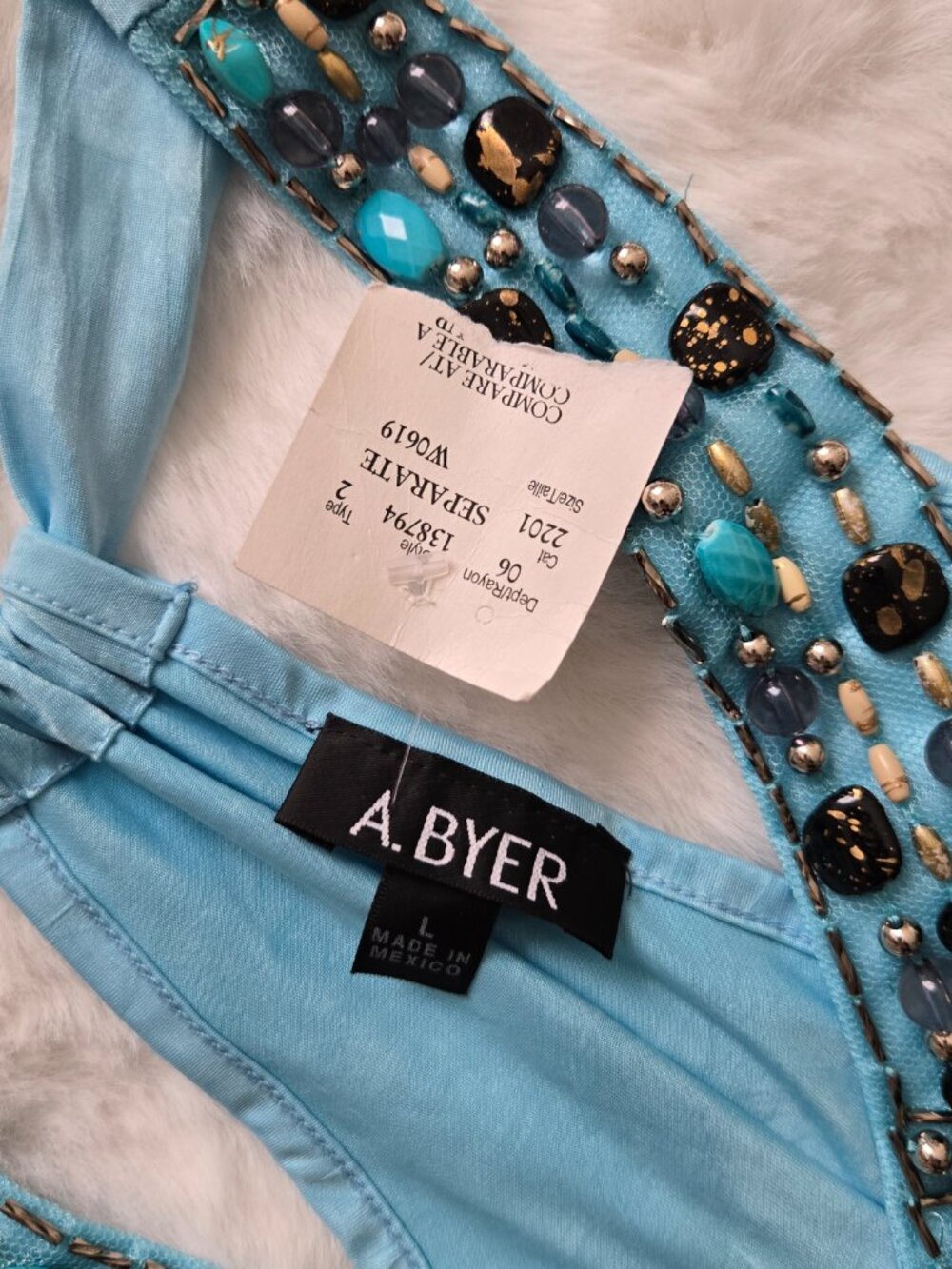 Blue beaded Racer Back Top - Picture 6 of 8